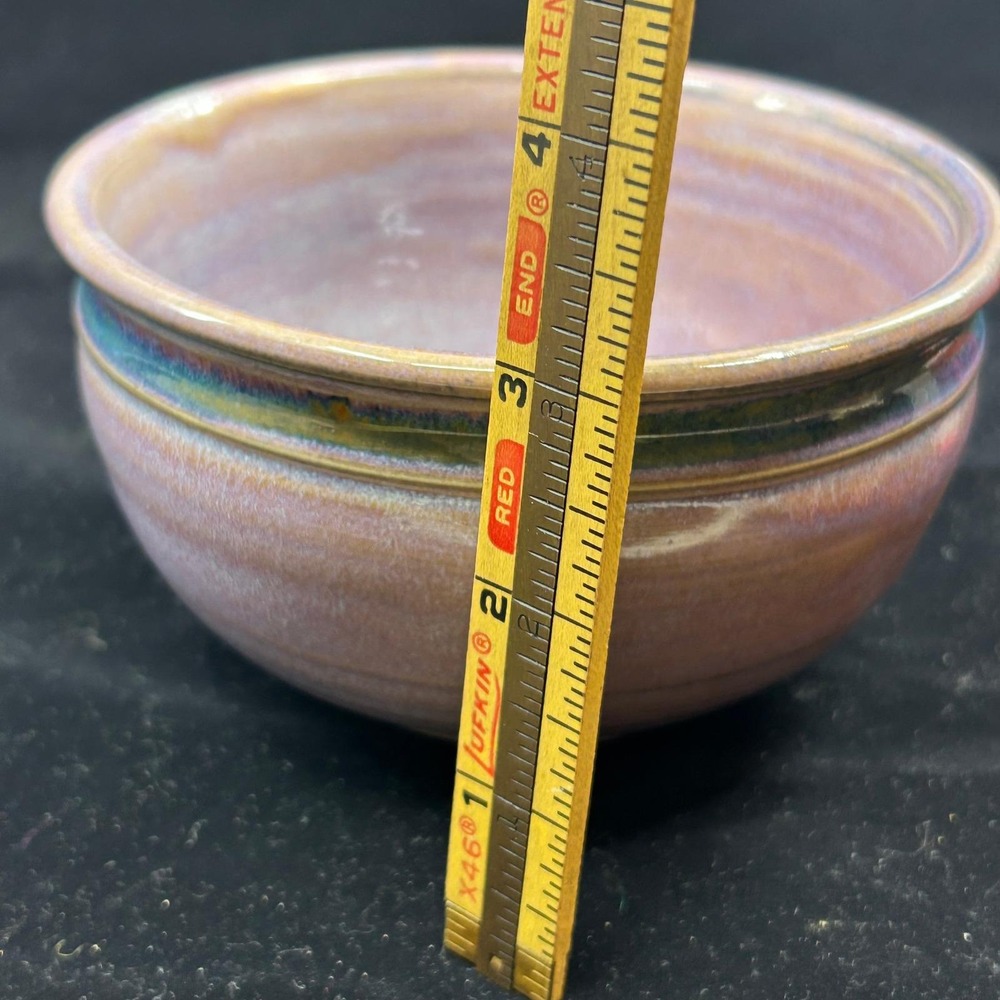Handmade Pottery Bowl Lavender Glaze Handthrown Signed Studio Pottery - Picture 12 of 12